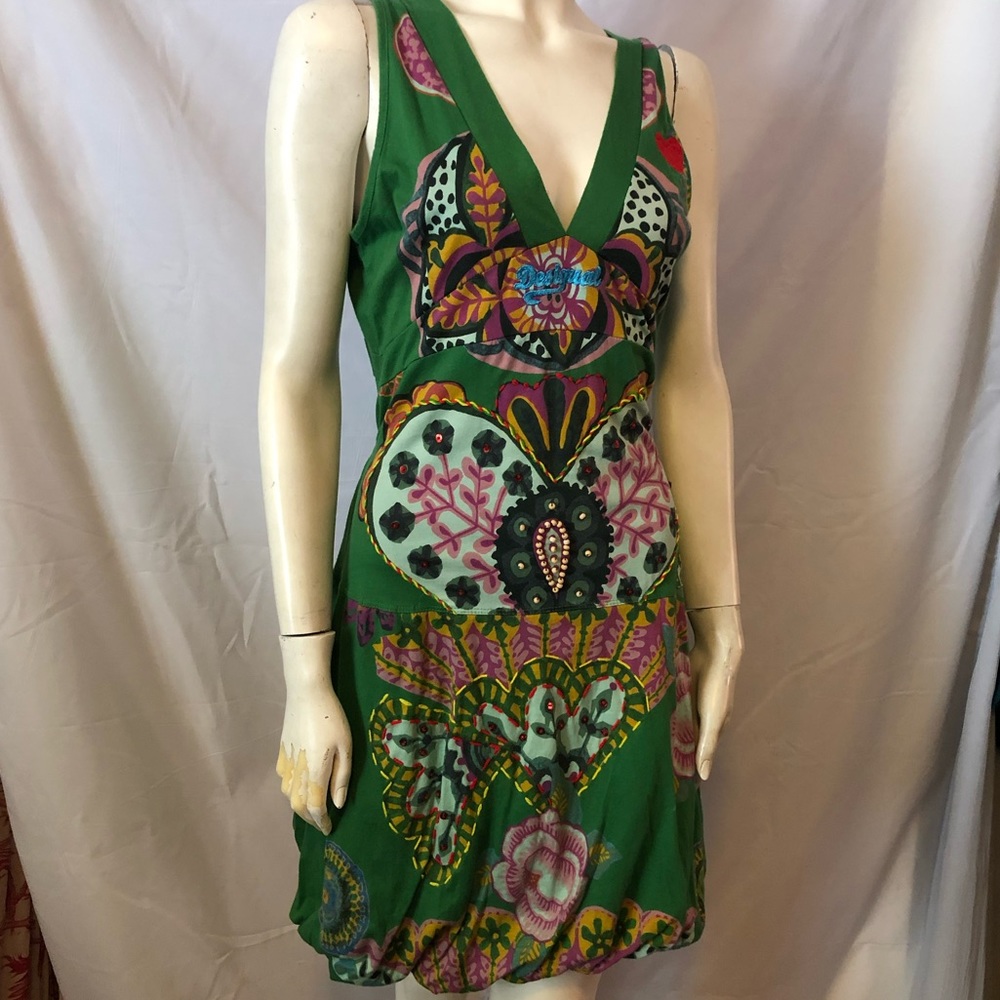 Desigual beaded embroidered bubble dress L